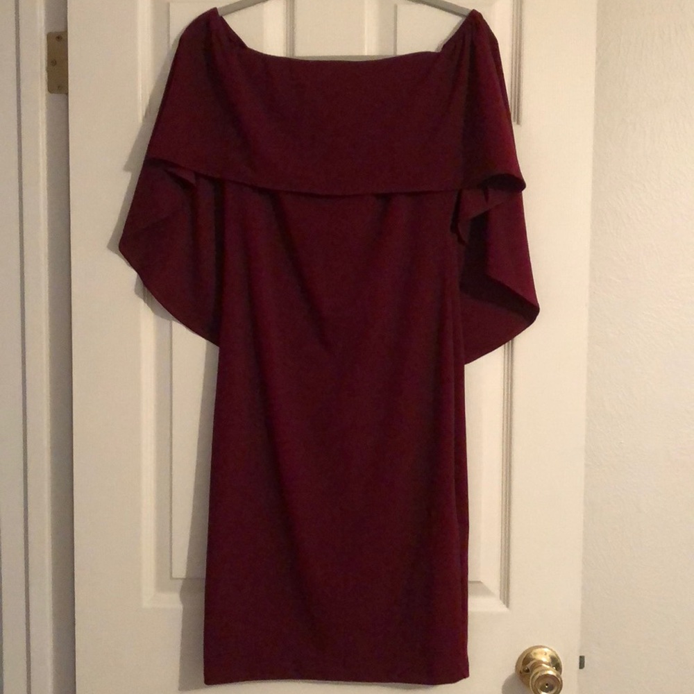 GRACE KAREN NEW maroon Bardot bodycon mini dress
